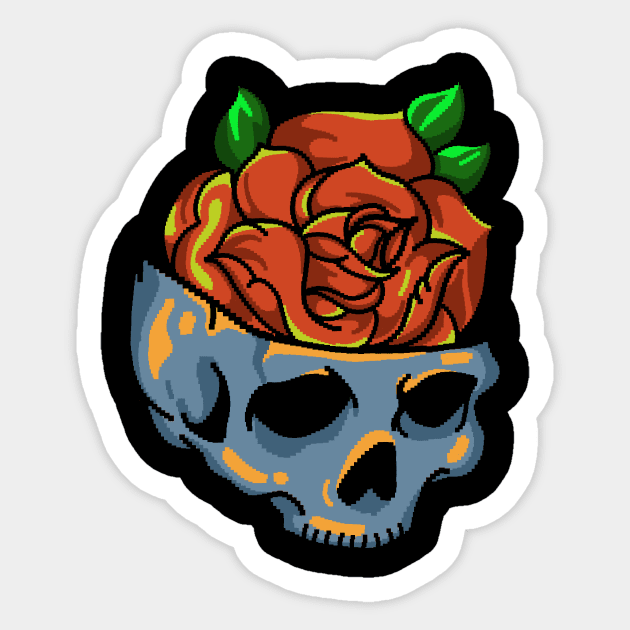 Skull rose pixel Sticker by Tulangrusuck